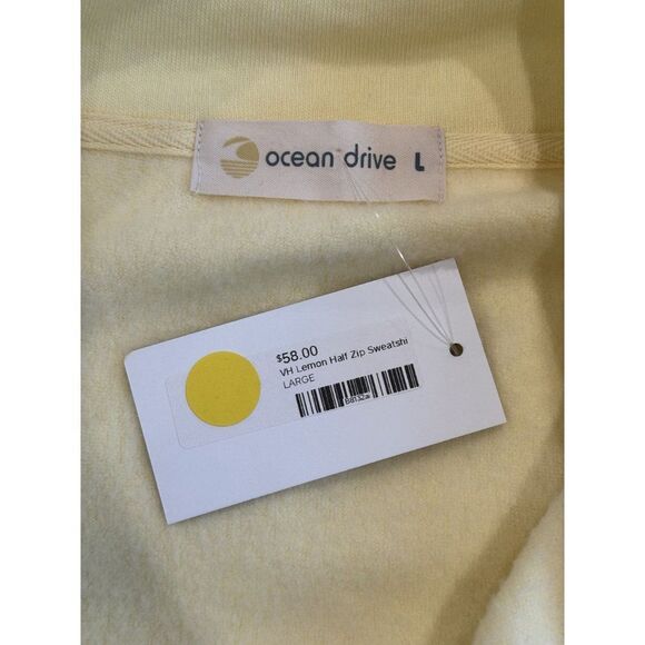 Ocean Drive NWT Cloud Fleece Half Zip Pullover in Lemon Size L - Picture 4 of 5